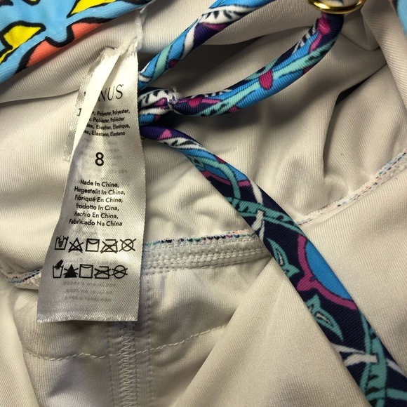 VENUS Blue and Pink One Piece Swimsuit with Decorative Waist Tie - Picture 10 of 14